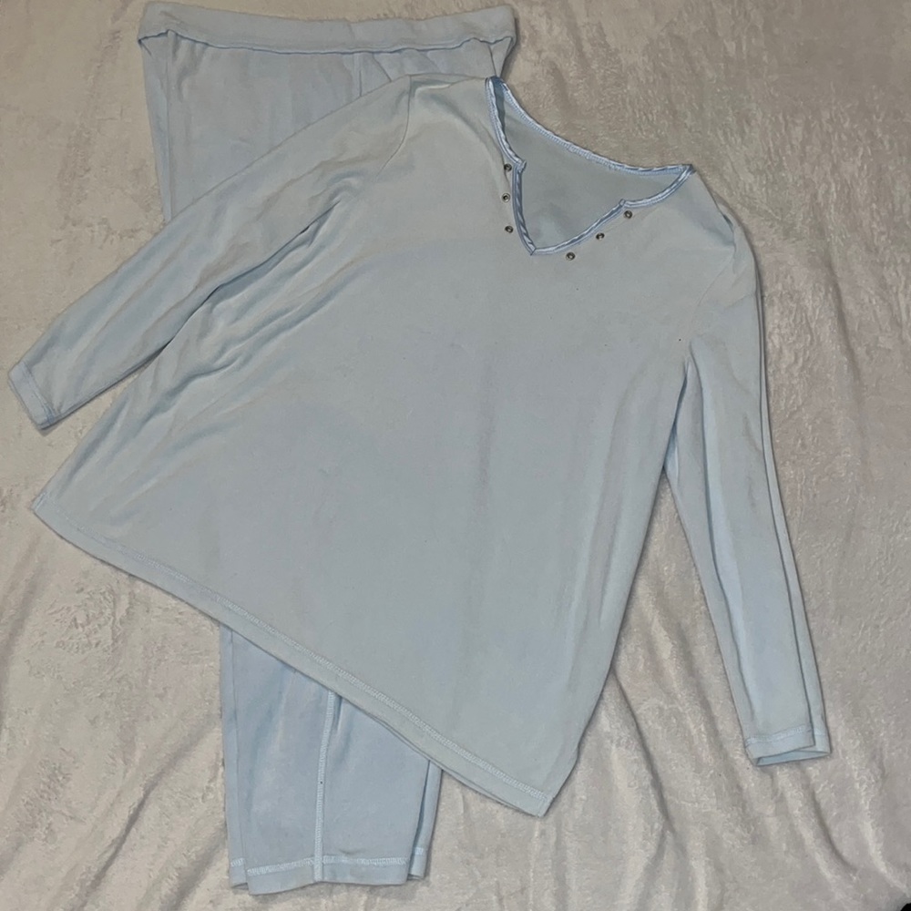 Baby blue velvet pajama set size 1XL